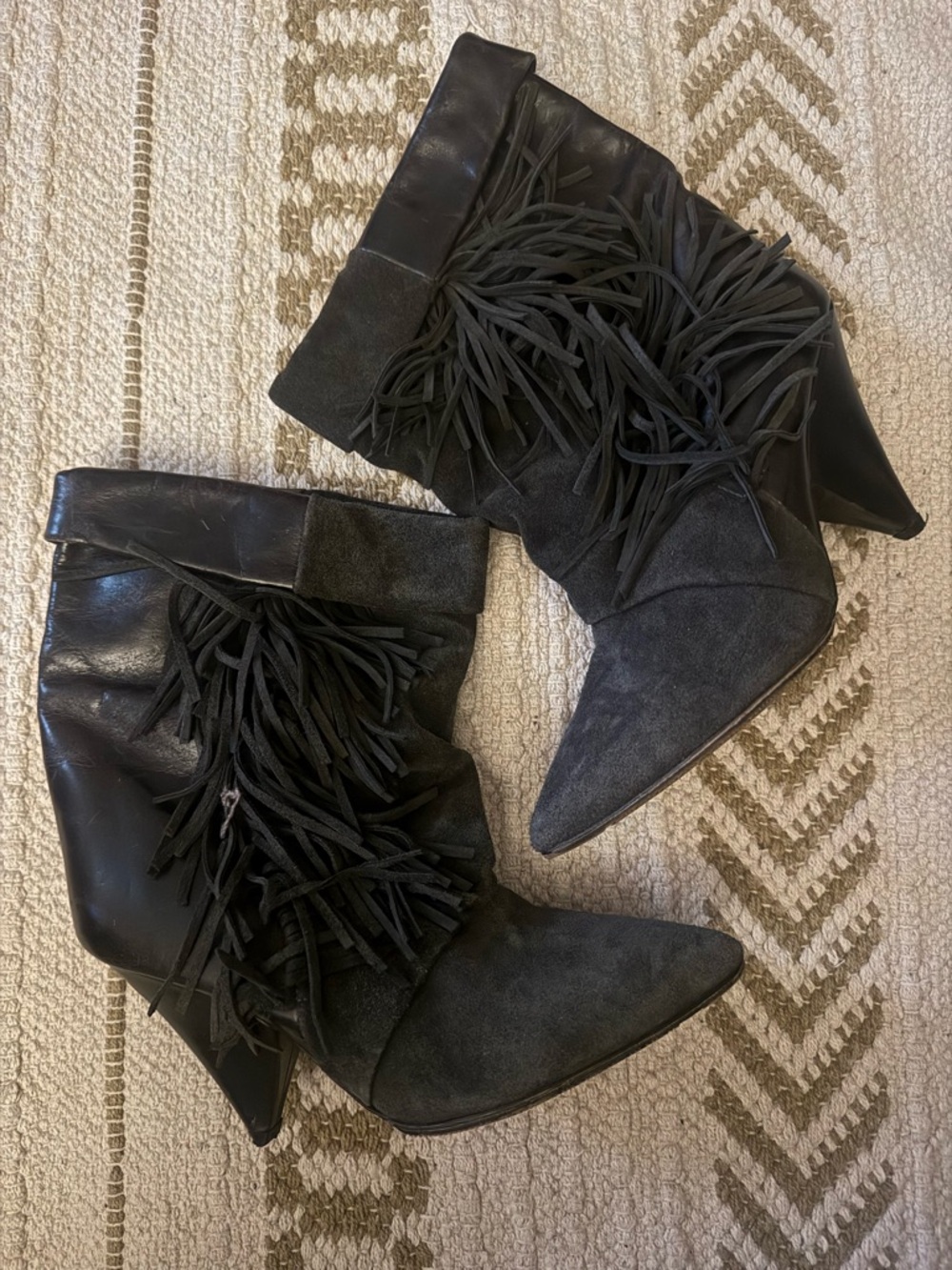 Isabel Marant pour H&M Black Leather & Suede Fringe Heels - Picture 13 of 13